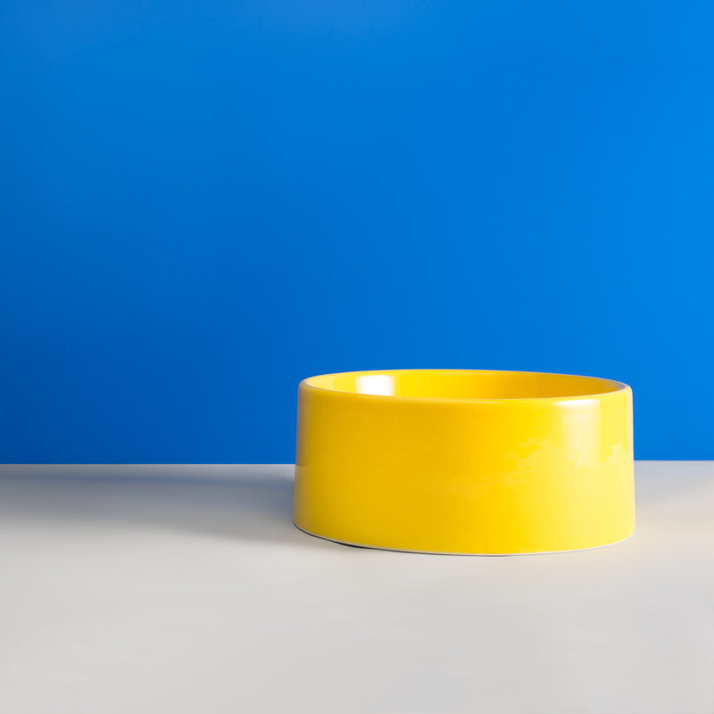 Dog Bowl Yellow Ceramic Cool Hip Modern Beautiful Best Unique High Quality Made in USA Made in Brooklyn Mr. Dog New York