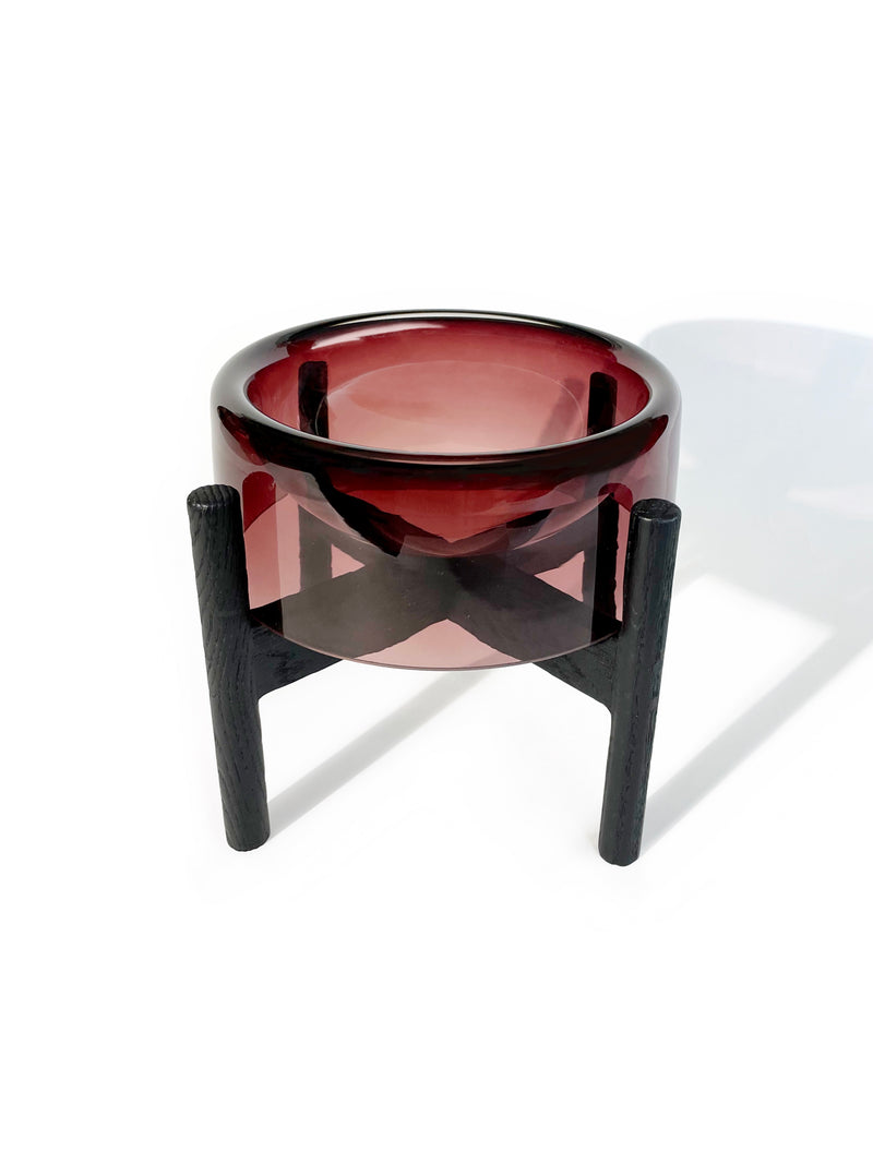 Glass Dog Bowl Aubergine