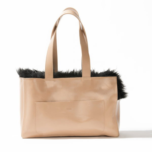 Sheepskin Dog Travel Tote Bone