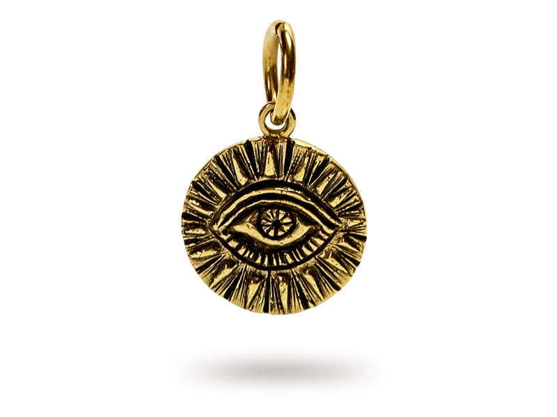 Personalized All Seeing Eye Brass Dog Charm