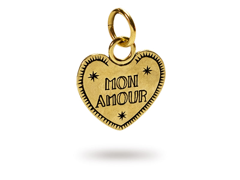 Personalized Mon Amour Brass Dog Charm