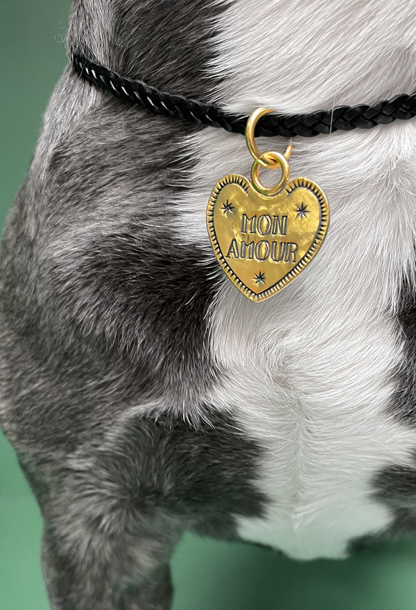 Personalized Mon Amour Brass Dog Charm